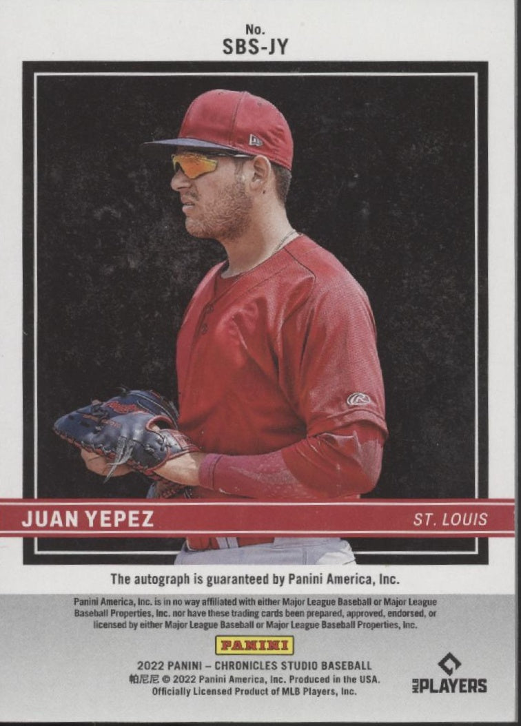 Juan Yepez 2022 Panini Chronicles Studio RC Auto 2/5 #SBS-JY