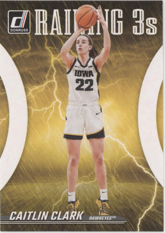Caitlin Clark 2024 Panini Caitlin Clark Collection Raining 3s White RC #R1