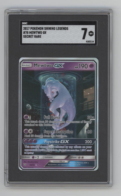 Mewtwo Pokemon Shining Legends Secret Rare #78 SGC 7