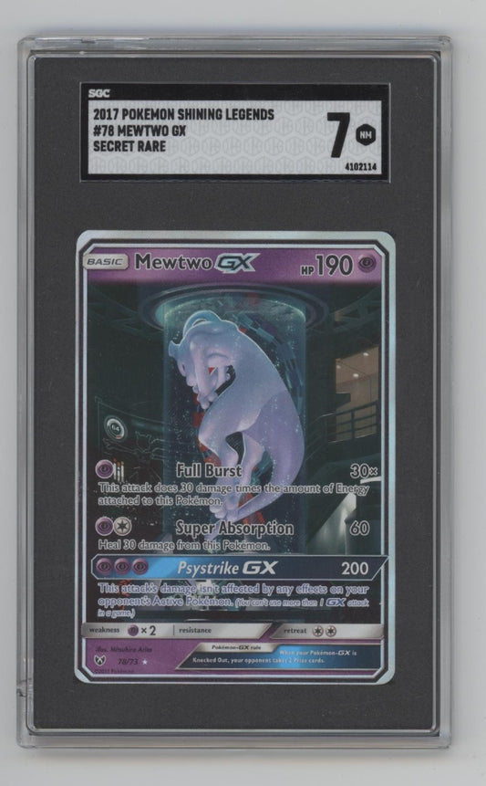 Mewtwo Pokemon Shining Legends Secret Rare #78 SGC 7