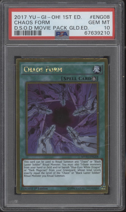 Chaos Form Yu-Gi-Oh! Movie Pack Gold 1st Edition MVP1-ENG08 PSA 10
