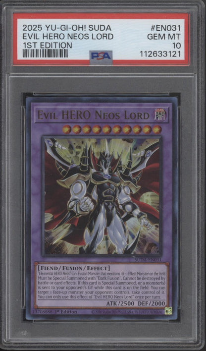 Evil Hero Neos Lord Yu-Gi-Oh! Supreme Darkness 1st Edition #EN031 PSA 10