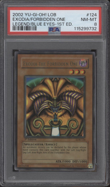 Exodia the Forbidden One Yu-Gi-Oh! LOB 1st Edition Wavy #124 PSA 8