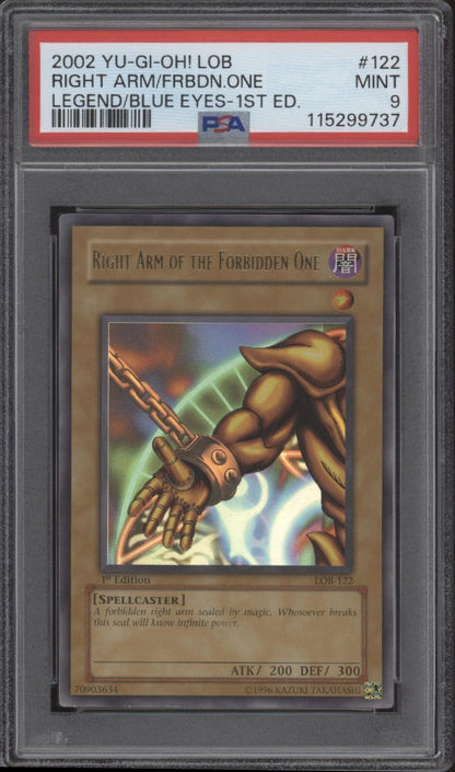 Right Arm of the Forbidden One Yu-Gi-Oh! LOB 1st Edition Glossy #122 PSA 9