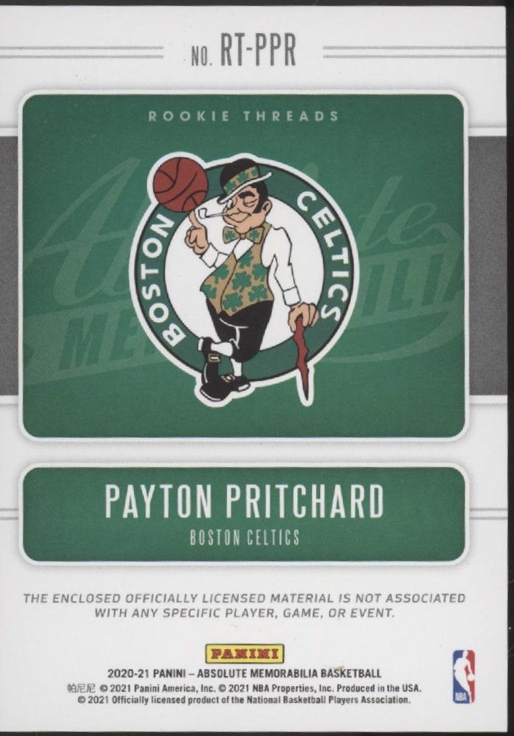 Payton Pritchard 2020-21 Panini Absolute Memorabilia Threads Swatch RC #RT-PPR