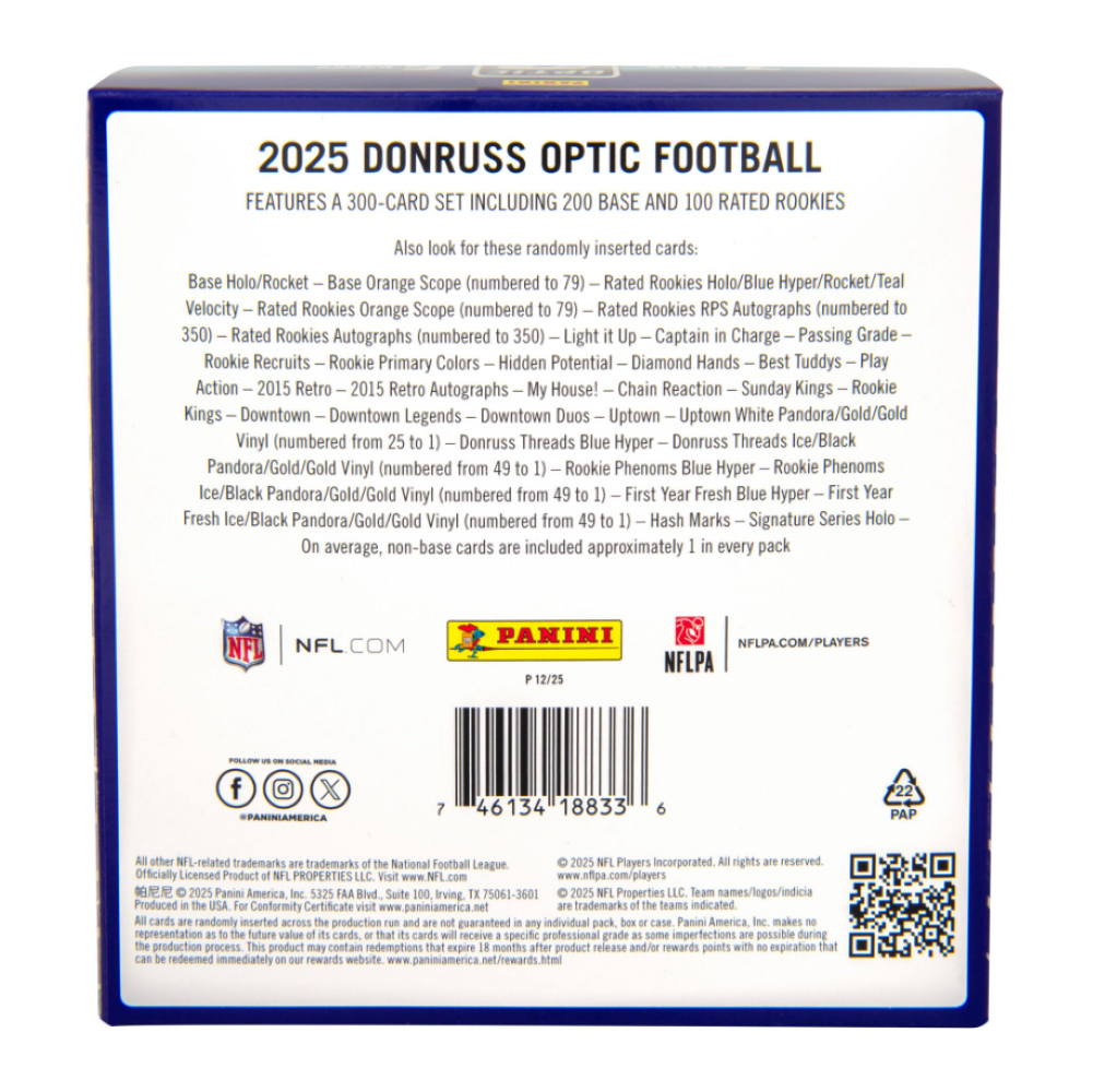2025 Panini Donruss Optic Football Mega Box (Blue Hyper Parallels)