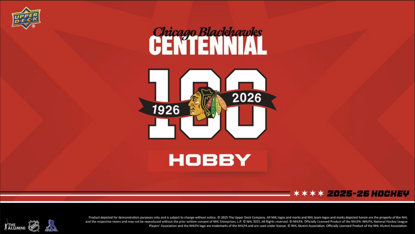 2025-26 Upper Deck Chicago Blackhawks Centennial Hockey Hobby Box *Contact Us To Order*