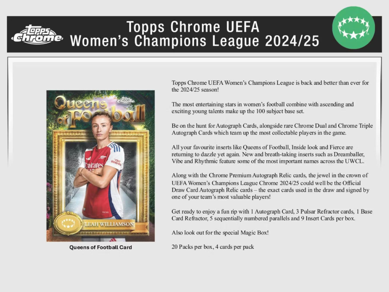 2024-25 Topps Chrome Women's UEFA Champions League Soccer Hobby Box