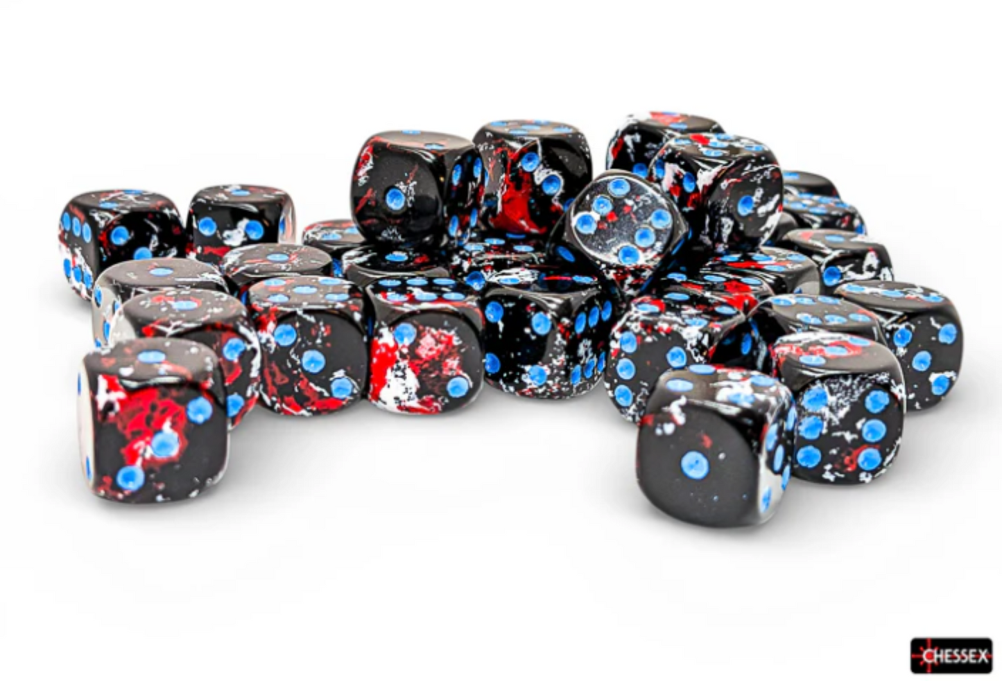 Chessex: Dark Side/Blue 12mm d6 Dice Block (36 Dice)