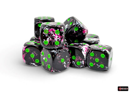 Chessex: Paintball/Green 16mm d6 Dice Block (12 Dice)