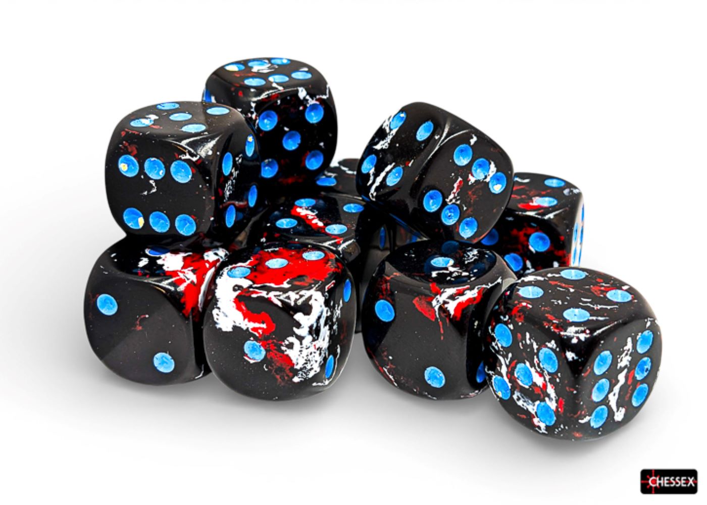 Chessex: Dark Side/Blue 16mm d6 Dice Block (12 Dice)