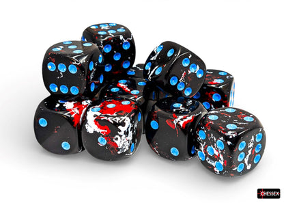 Chessex: Dark Side/Blue 16mm d6 Dice Block (12 Dice)