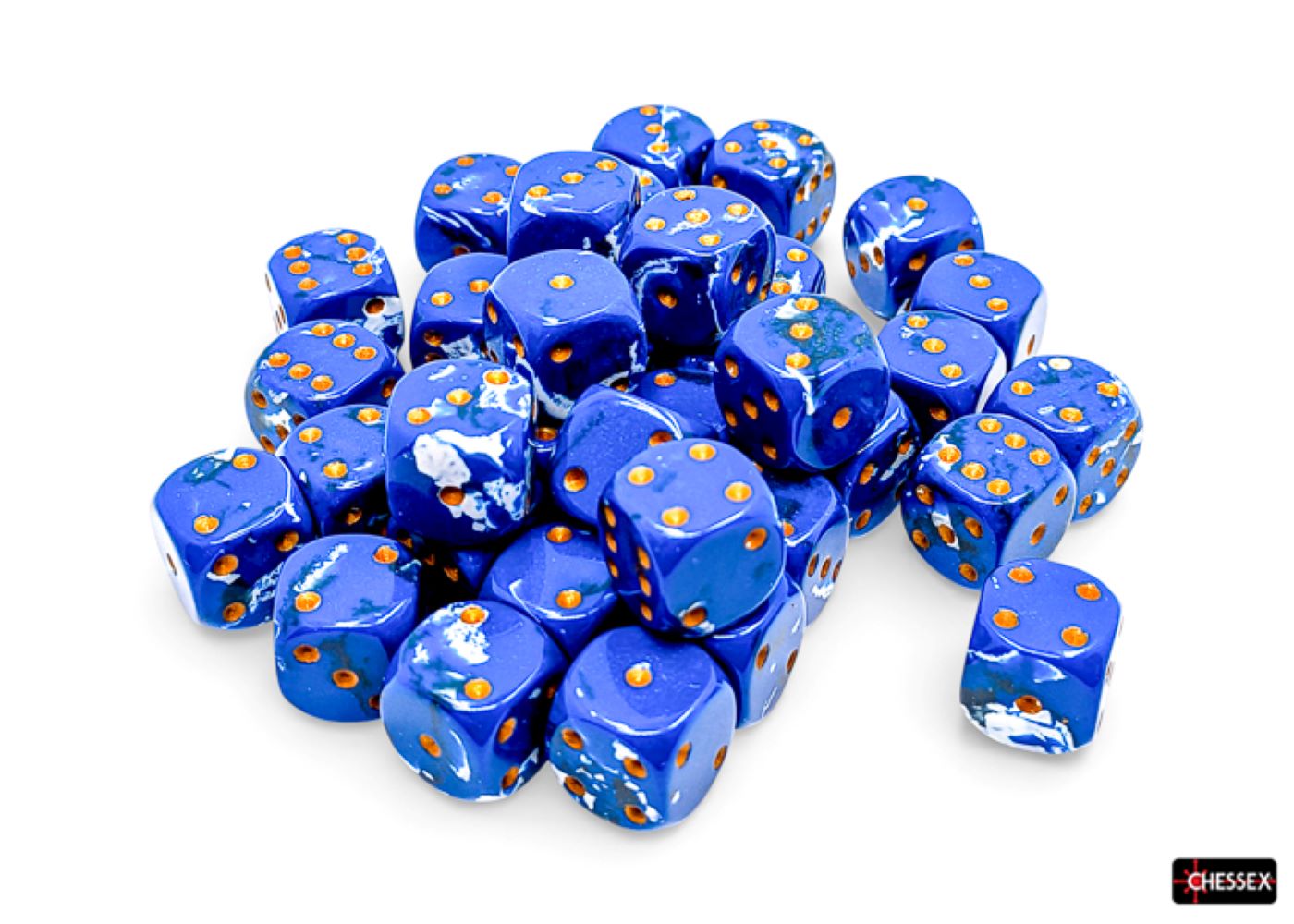 Chessex: Wavebreak/Gold 12mm d6 Dice Block (36 Dice)