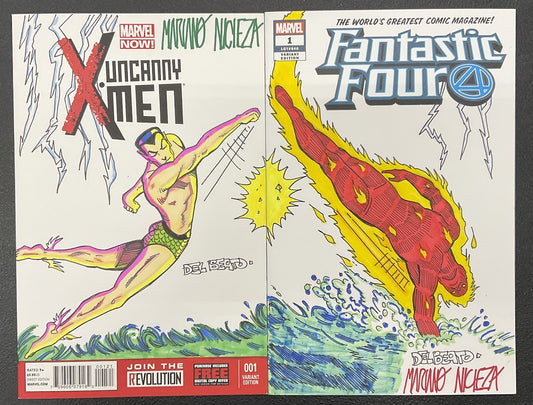 Uncanny X-Men & Fantastic Four Issue #1 Del Beato Mariano Nicieza Sketch Auto #2