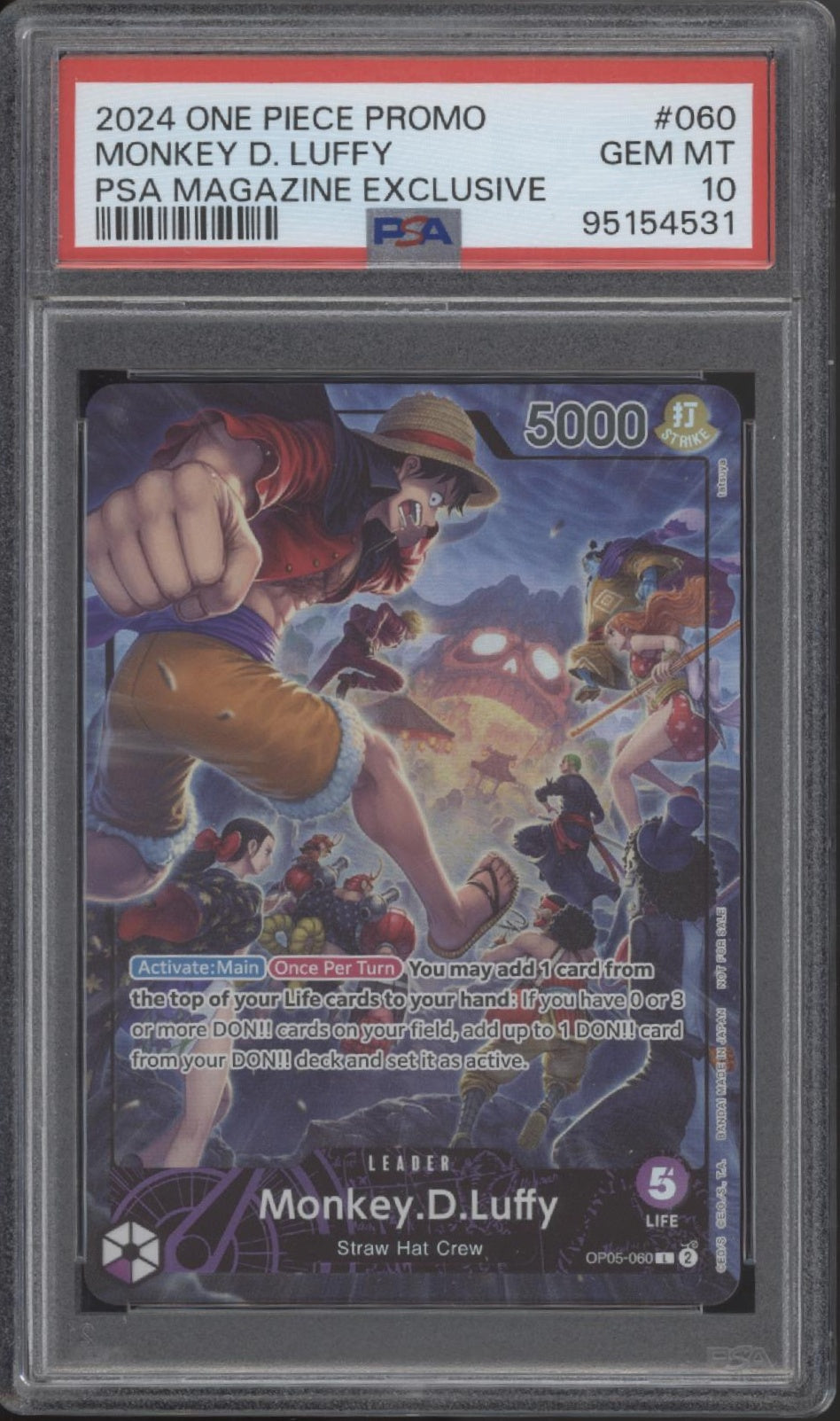 Monkey D Luffy One Piece Card Game Magazine Exclusive Promo #060 PSA 10