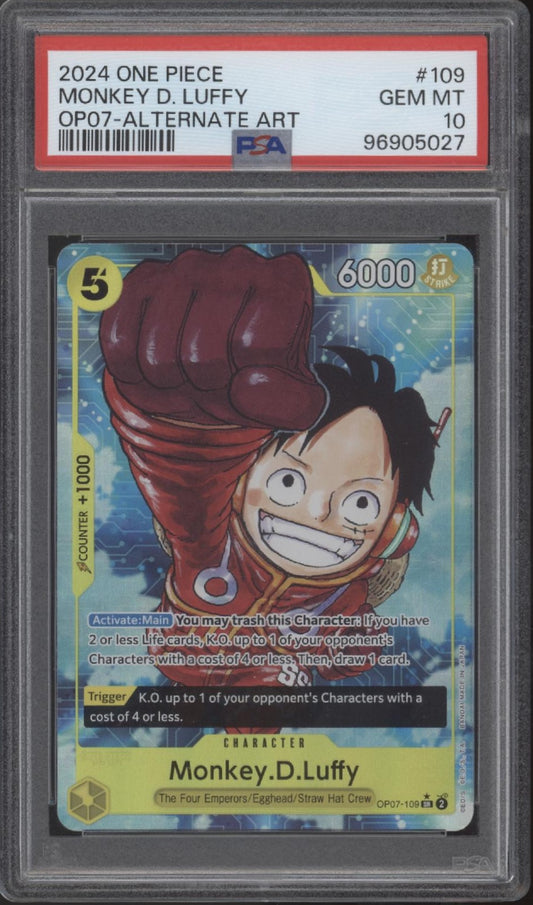 Monkey D Luffy One Piece Card Game 500 Years in the Future Alt Art #109 PSA 10