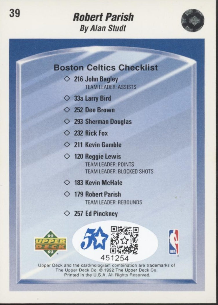 Robert Parish 1992-93 Upper Deck The Collector's Choice Auto #39