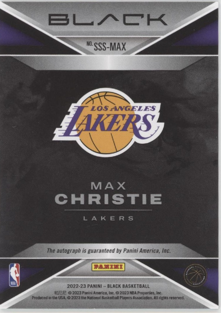 Max Christie 2022-23 Panini Black RC Auto 21/35 #SSS-MAX