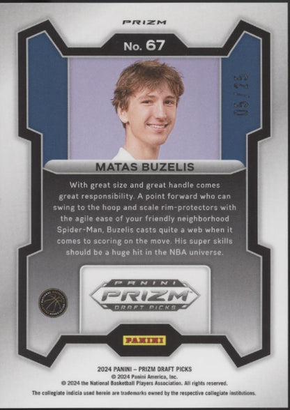 Matas Buzelis 2024 Panini Prizm Draft Picks Mojo Refractor RC 05/25 #67