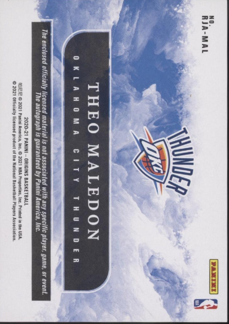 Theo Maldeon 2020-21 Panini Origins Swatch RC Auto 78/99 #RJA-MAL