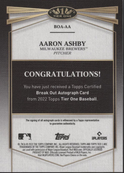 Aaron Ashby 2022 Topps Tier One Break Out RC Auto 096/299 #BOA-AA
