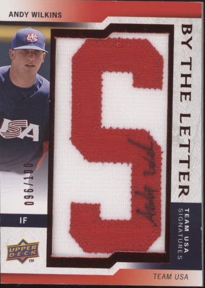 Andy Wilkins 2009 Upper Deck USA By the Letter Swatch Auto 096/100 #BTLU-AW