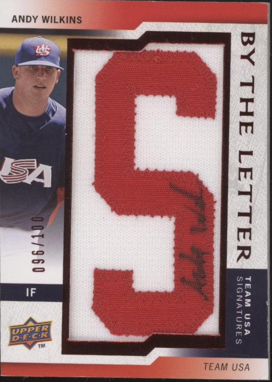 Andy Wilkins 2009 Upper Deck USA By the Letter Swatch Auto 096/100 #BTLU-AW