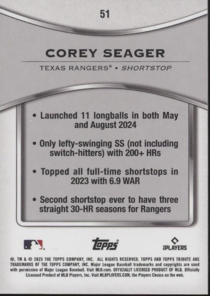 Corey Seager 2025 Topps Tribute #51
