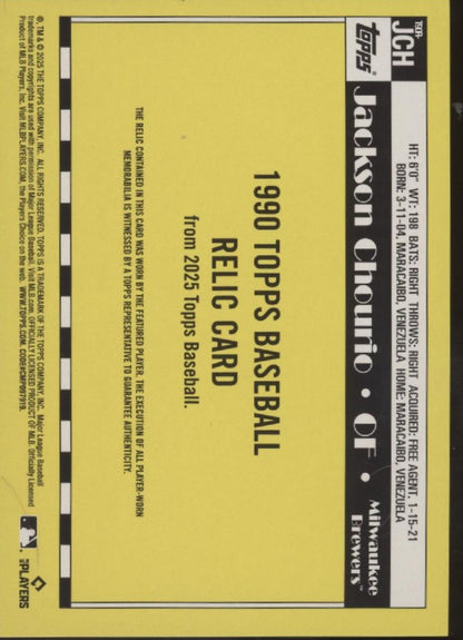 Jackson Chourio 2025 Topps 35th Anniversary '90 Swatch #T90R-JCH