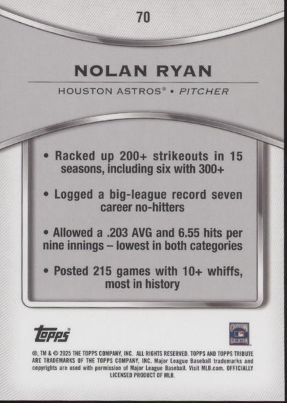 Nolan Ryan 2025 Topps Tribute #70