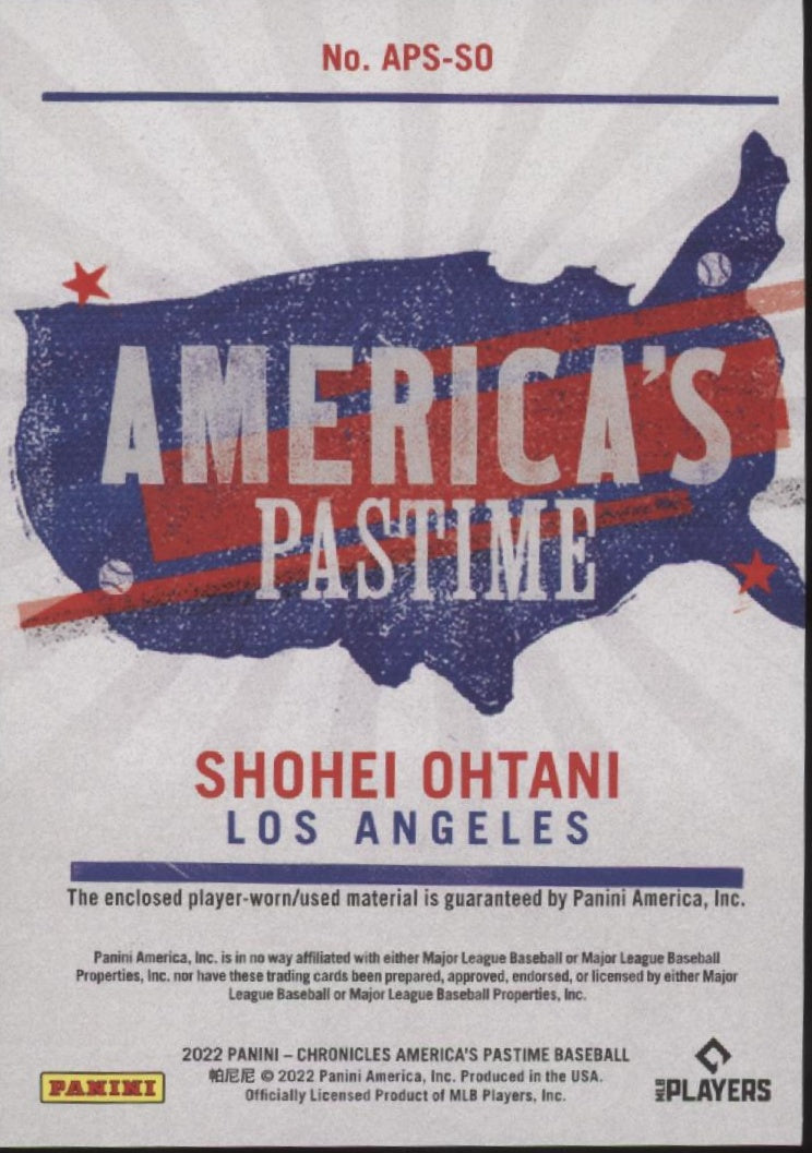Shohei Ohtani 2022 Panini Chronicles America's Pastime Swatch #APS-SO