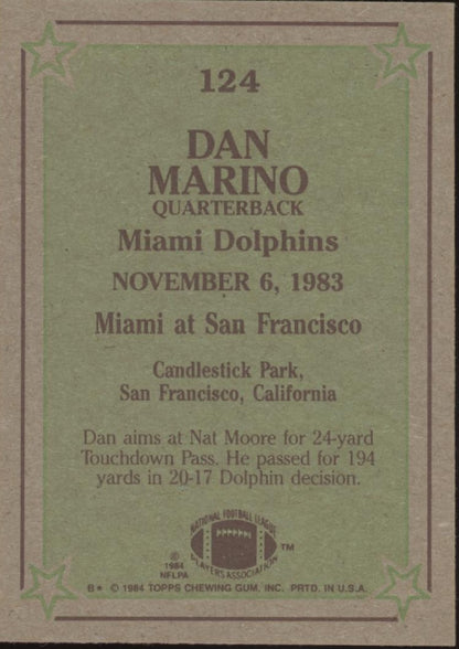Dan Marino 1984 Topps Instant Replay #124 Miami Dolphins #2