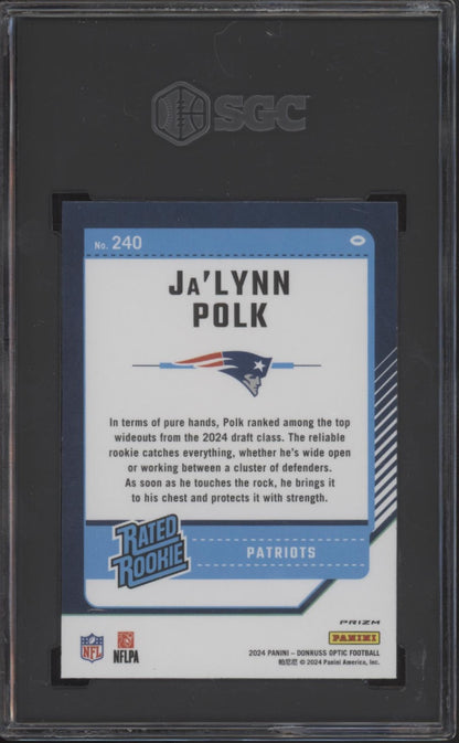 Ja'Lynn Polk 2024 Panini Donruss Optic Rated Rookie Pink Prizm RC #240 SGC 9.5