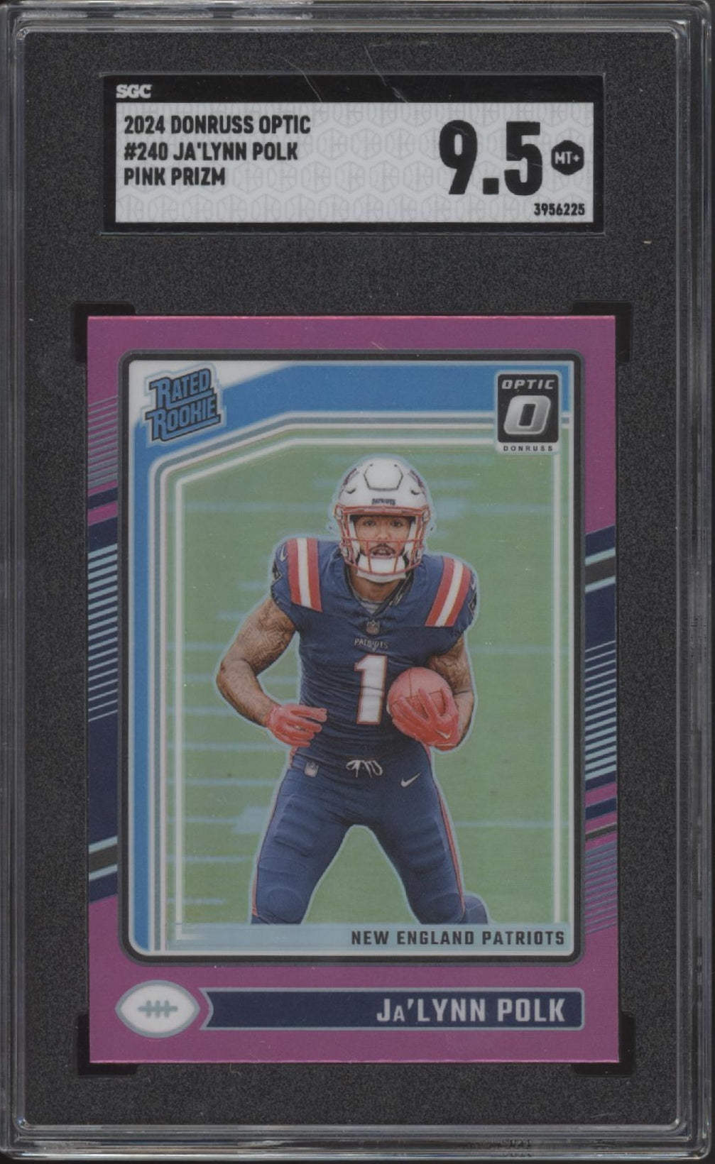 Ja'Lynn Polk 2024 Panini Donruss Optic Rated Rookie Pink Prizm RC #240 SGC 9.5