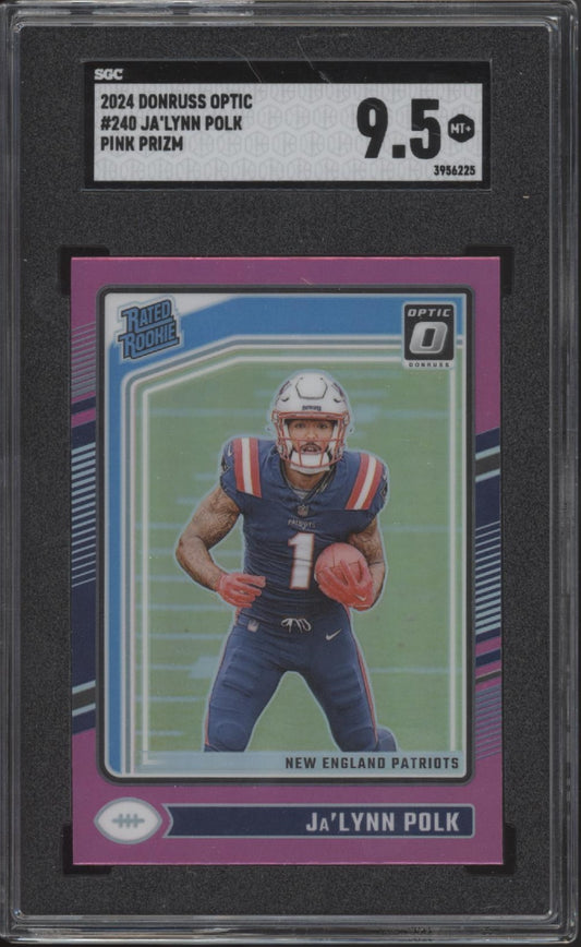 Ja'Lynn Polk 2024 Panini Donruss Optic Rated Rookie Pink Prizm RC #240 SGC 9.5