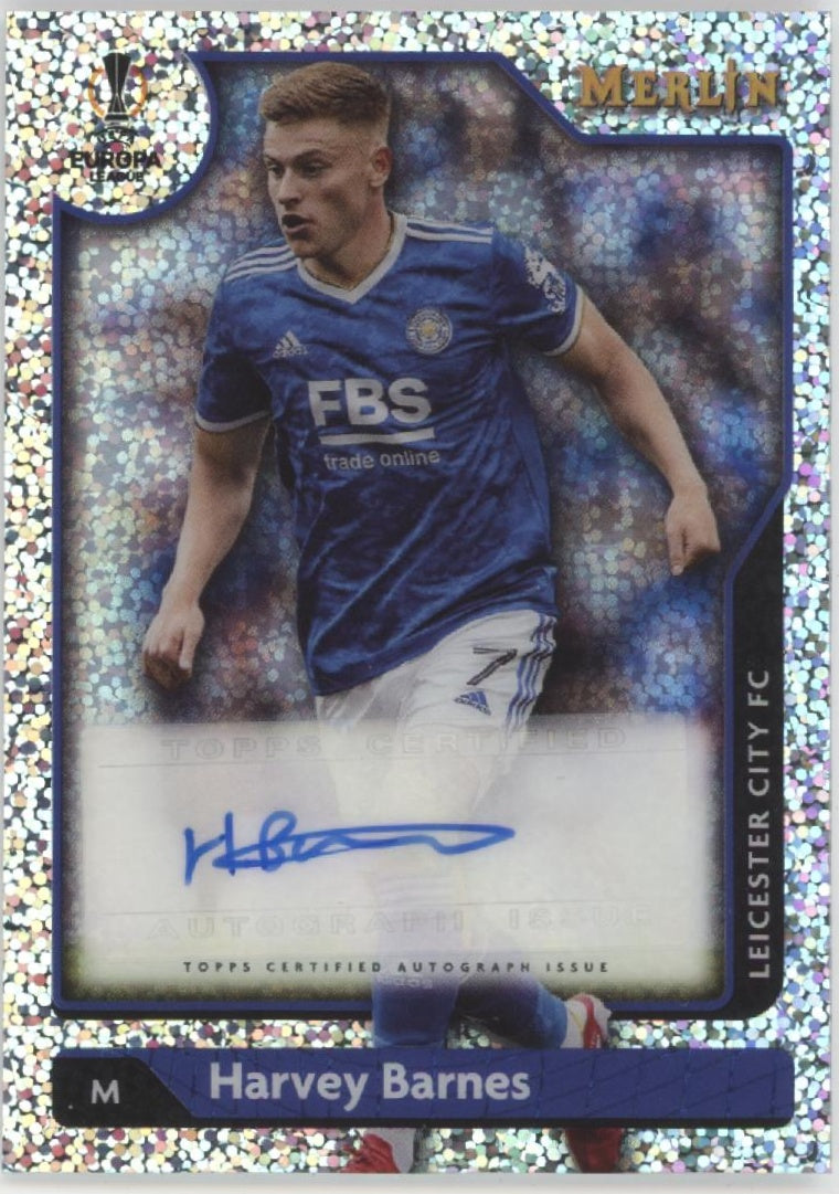 Harvey Barnes 2022-23 Topps Merlin UEFA CL Speckle Refractor Auto 023/150 #A-HB
