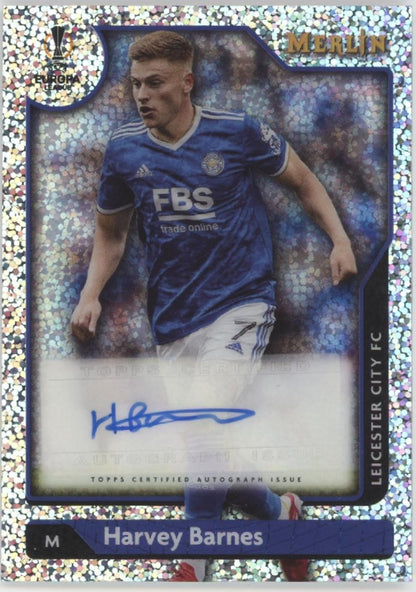 Harvey Barnes 2022-23 Topps Merlin UEFA CL Speckle Refractor Auto 023/150 #A-HB