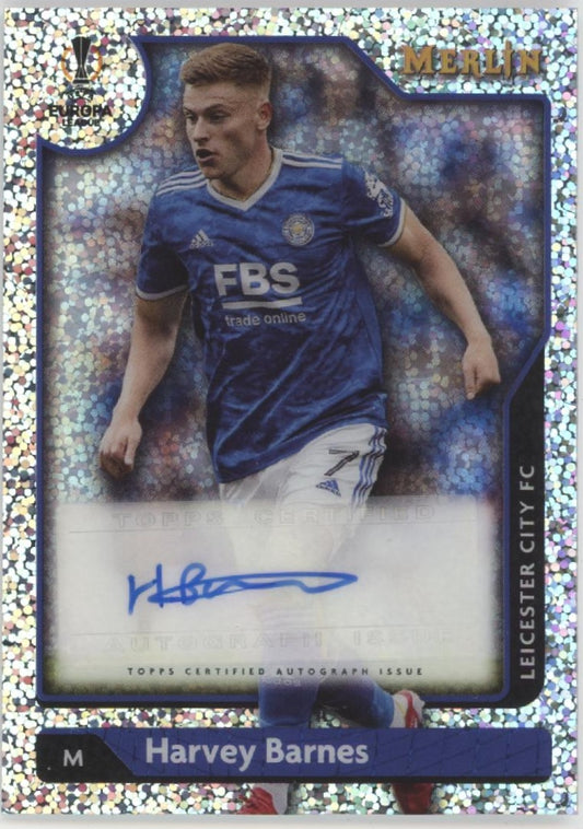 Harvey Barnes 2022-23 Topps Merlin UEFA CL Speckle Refractor Auto 023/150 #A-HB