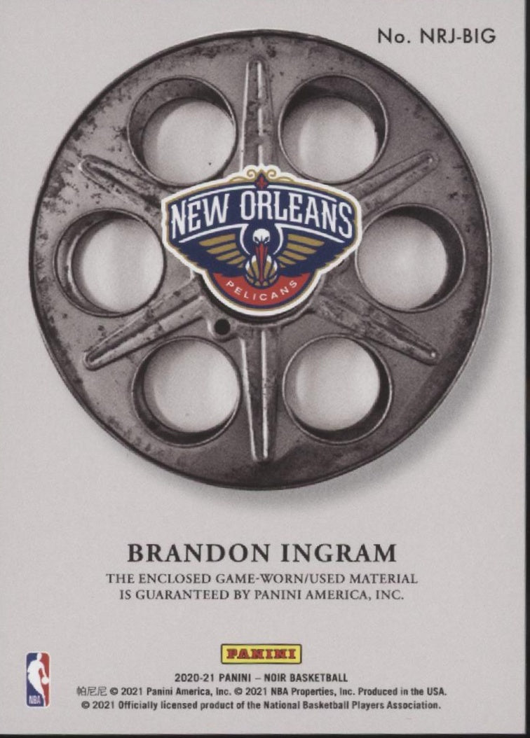 Brandon Ingram 2020-21 Panini Noir Newreels Jerseys Swatch 42/75 #MRJ-BIG