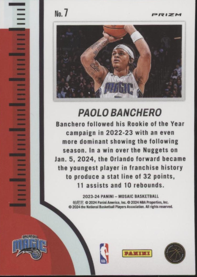 Paolo Banchero 2023-24 Panini Mosaic Heat Check Prizm #7