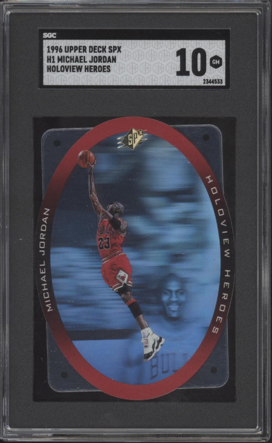 Michael Jordan 1996 Upper Deck SPX Holoview Heroes #H1 SGC 10