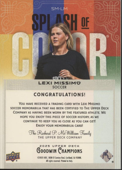 Lexi Missimo 2025 Upper Deck Goodwin Champions Splash of Color Swatch #SM-LM