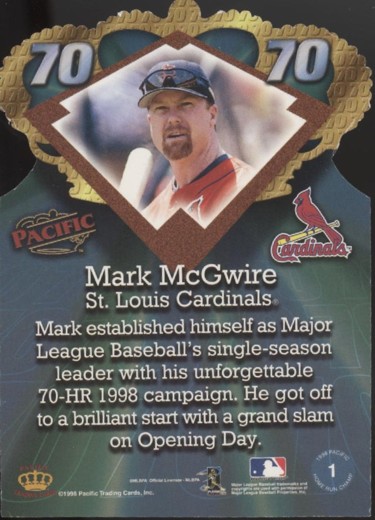 Mark McGwire 1998 Pacific Home Rune Champ 70 Die-Cut #1