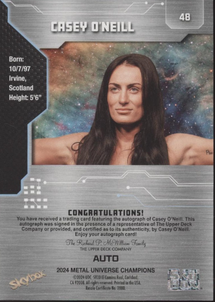 Casey O'Neill 2024 Skybox Metal Universe Champions RC Auto #48