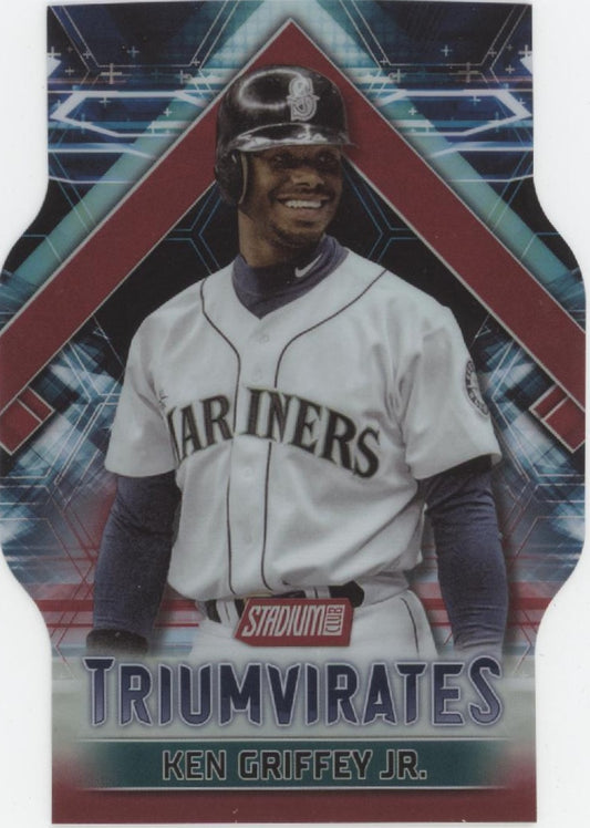 Ken Griffey Jr. 2023 Stadium Club Chrome Triumvirates Die-Cut Red Refractor #T20