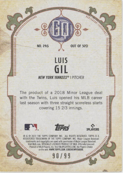 Luis Gil 2022 Topps Gypsy Queen Sepia RC 90/99 #246