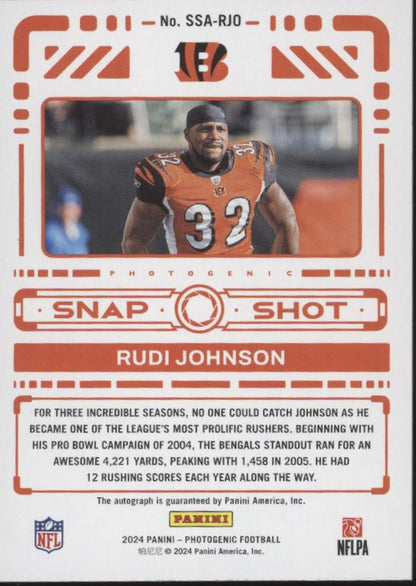 Rudi Johnson 2024 Panini Photgenic Snap Shot Auto #SSA-RJO