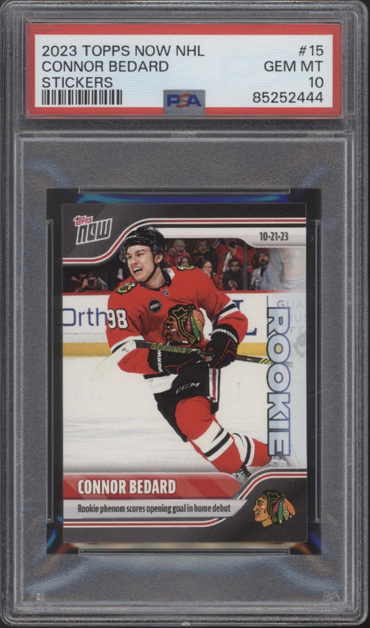 Connor Bedard 2023-24 Topps Now Stickers Red Jersey RC #15 PSA 10 #2