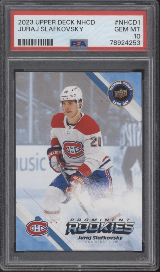 Juraj Slafkovsky 2023-24 UD National Hockey Card Day RC #NHCD-1 PSA 10 #1