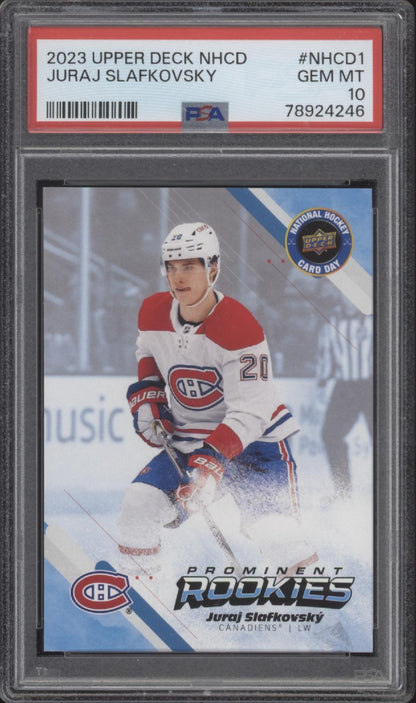 Juraj Slafkovsky 2023-24 UD National Hockey Card Day RC #NHCD-1 PSA 10 #3